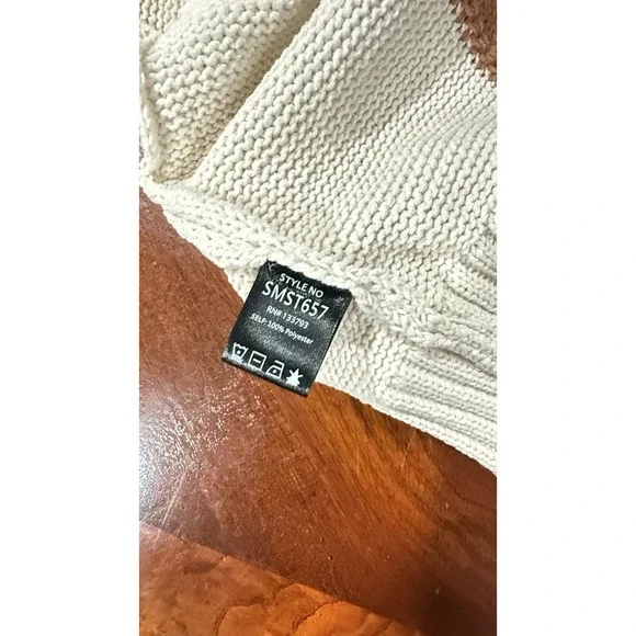 POL Patchwork Women's Cardigan Sweater Sz‎ large Boho Colorblock Long Open Front - Picture 13 of 14